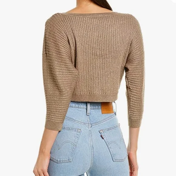 BCBG Metallic Cropped Ribbed Sweater - Picture 2 of 8